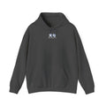 Avenue charcoal grey cotton-blend hoodie with a small white Japanese character graphic on the chest and front pocket.